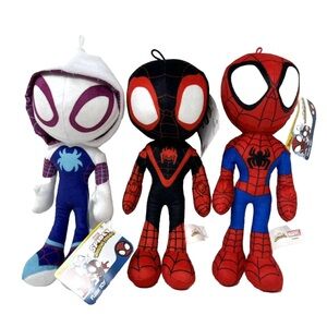 Spidey And His Amazing Friends Ghost Spider, Spiderman, Miles Morales Plush 9”